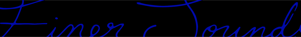 Finer Sounds Script Logo - Blue Text Over Black Background