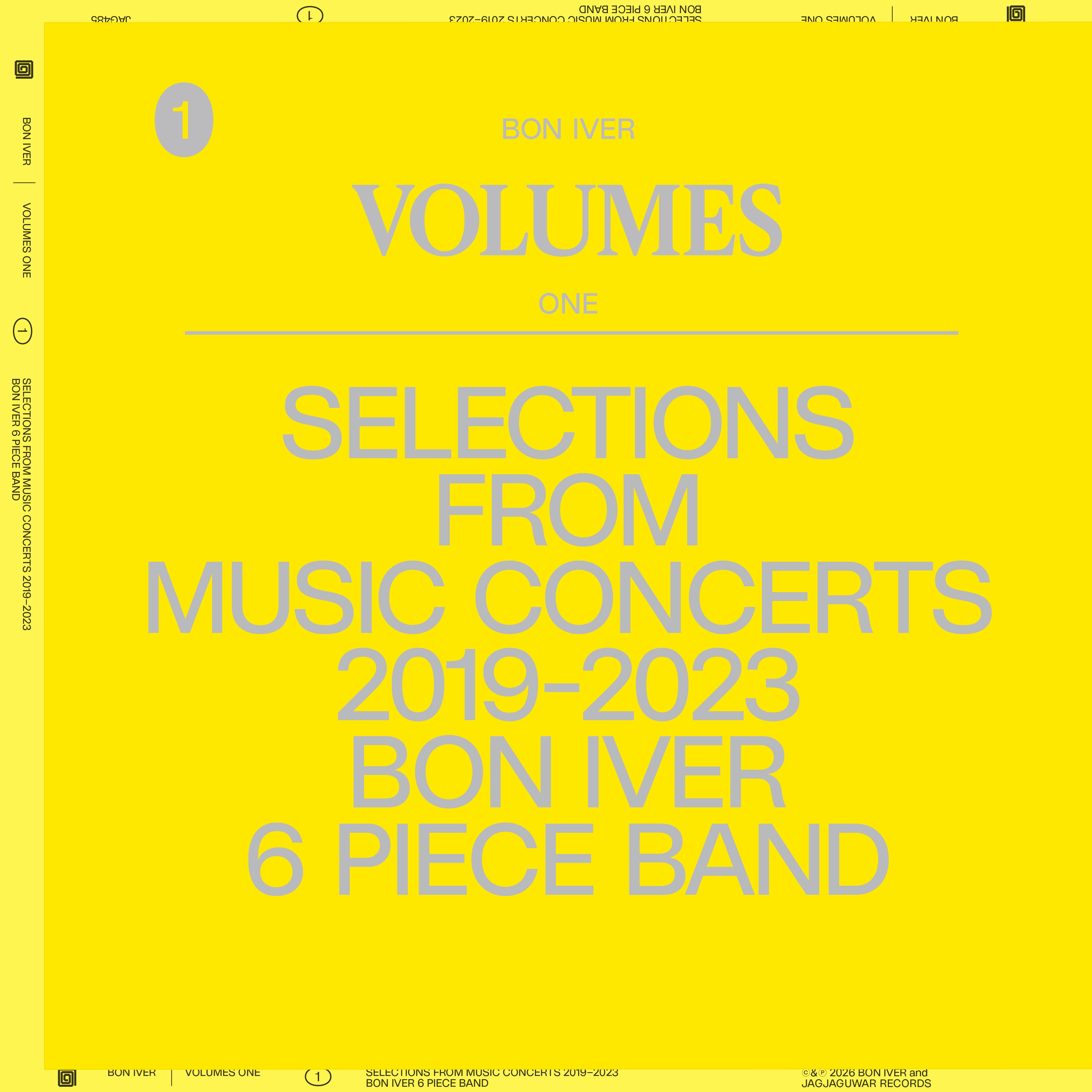 Bon Iver - Volumes: One "Selections From Music Concerts 2019-2023 Bon Iver 6 Piece Band” Vinyl LP album cover