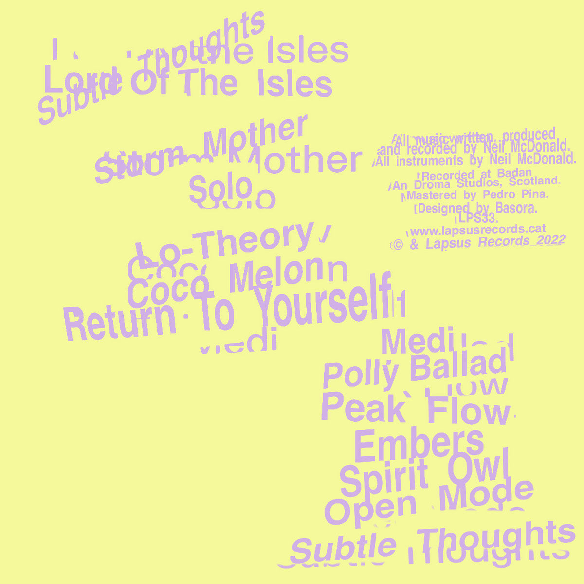 Album Cover of Lord Of The Isles -  Subtle Thoughts Vinyl LP on Lapsus Records